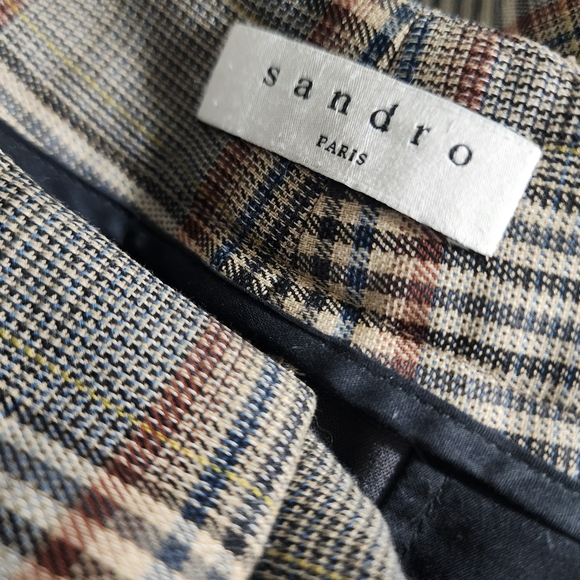 EUC Sandro Paris Glen Stainy Plaid Tapered Cropped Ankle-Length Pants - Picture 8 of 10